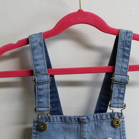 Girls Jessica Simpson Denim Shorts Overalls with Crochet Size 10 - Picture 6 of 10
